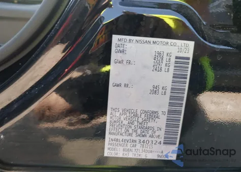 2024 Nissan Altima Sl Fwd из США, поврежденный, VIN 1N4BL4EV1RN340324